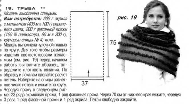 капюшон шарф спицами схема вязания