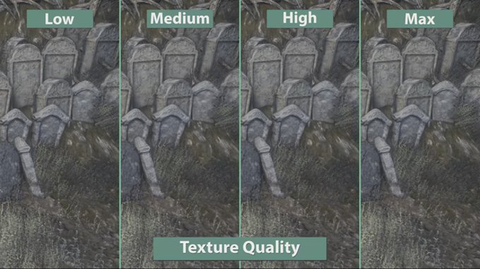 Сравнение качества текстур в игре Dark Souls 3 при различных настройках графики