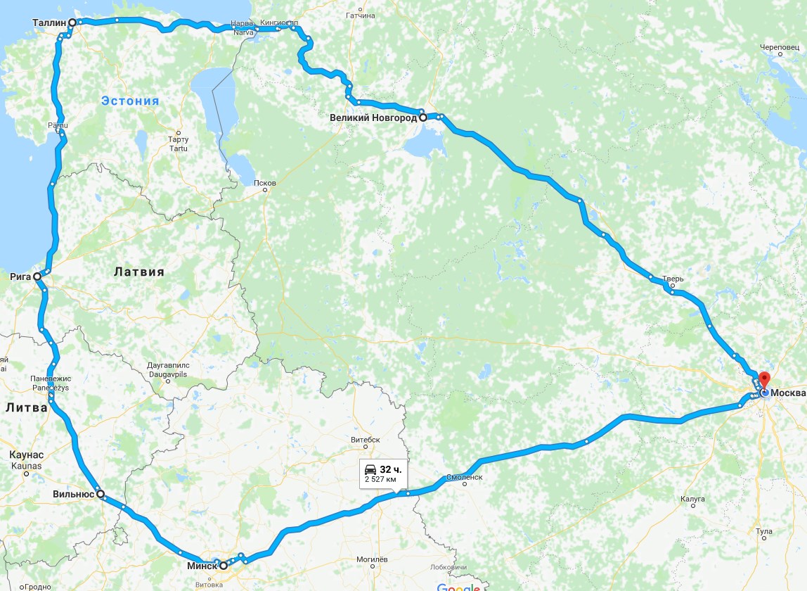 Карта таллин вильнюс